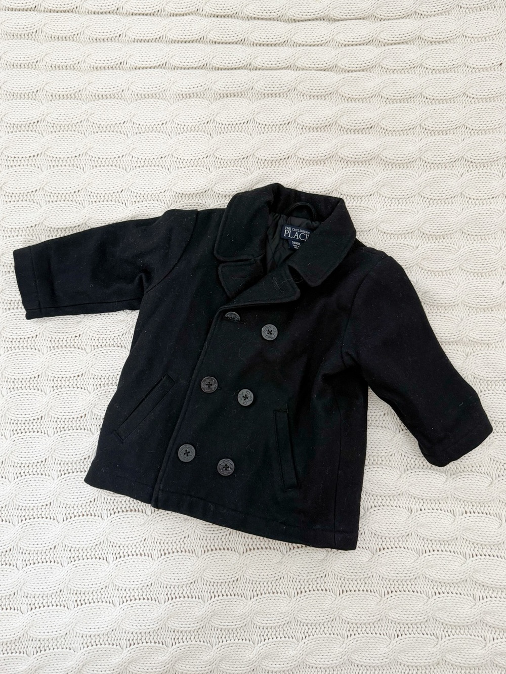 The Children's Place Black Double-Breasted Pea Coat for Kids